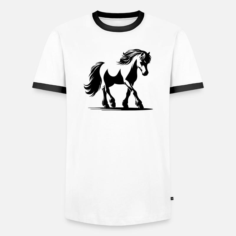 Pferd Deutsches Reitpony - Männer Kontrast-T-Shirt - Weiß/Schwarz
