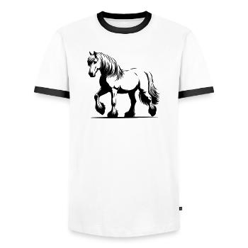 Haflinger de cheval - T-shirt contrasté Homme - blanc/noir - Devant - AI Model Female 172 light (172cm) & AI Model Male 178 dark (178cm)