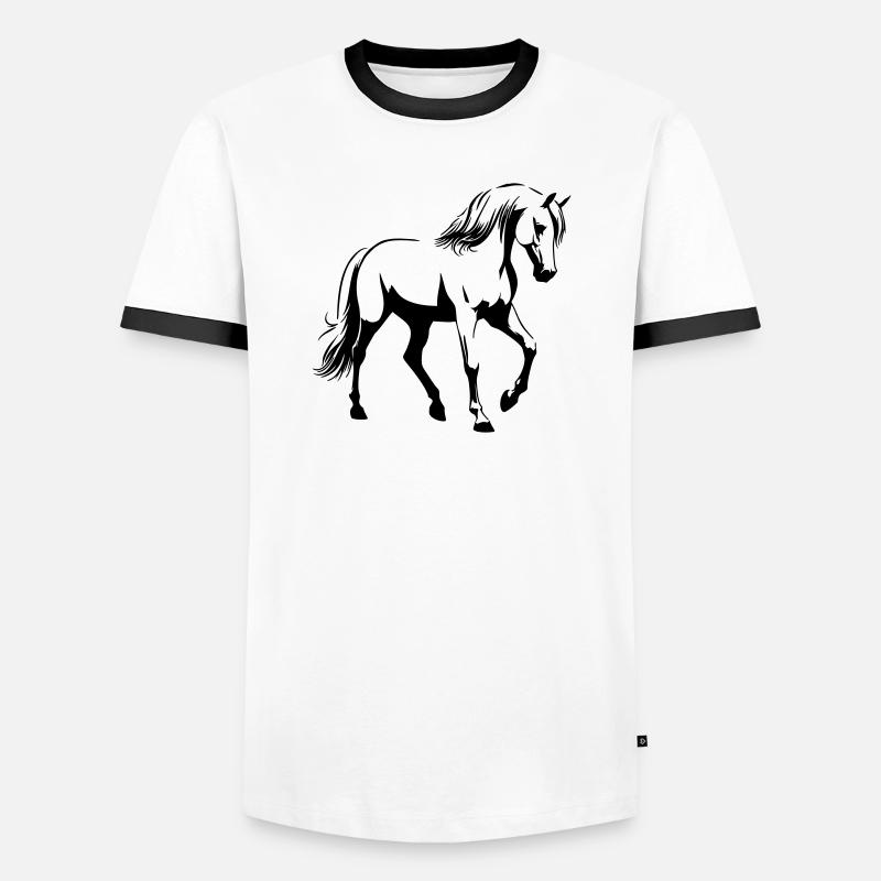 Pferd Araber - Männer Kontrast-T-Shirt - Weiß/Schwarz