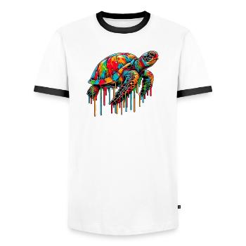 Turtle - Men's Ringer Shirt - white/black - Front - AI Model Female 172 light (172cm) & AI Model Male 178 dark (178cm)