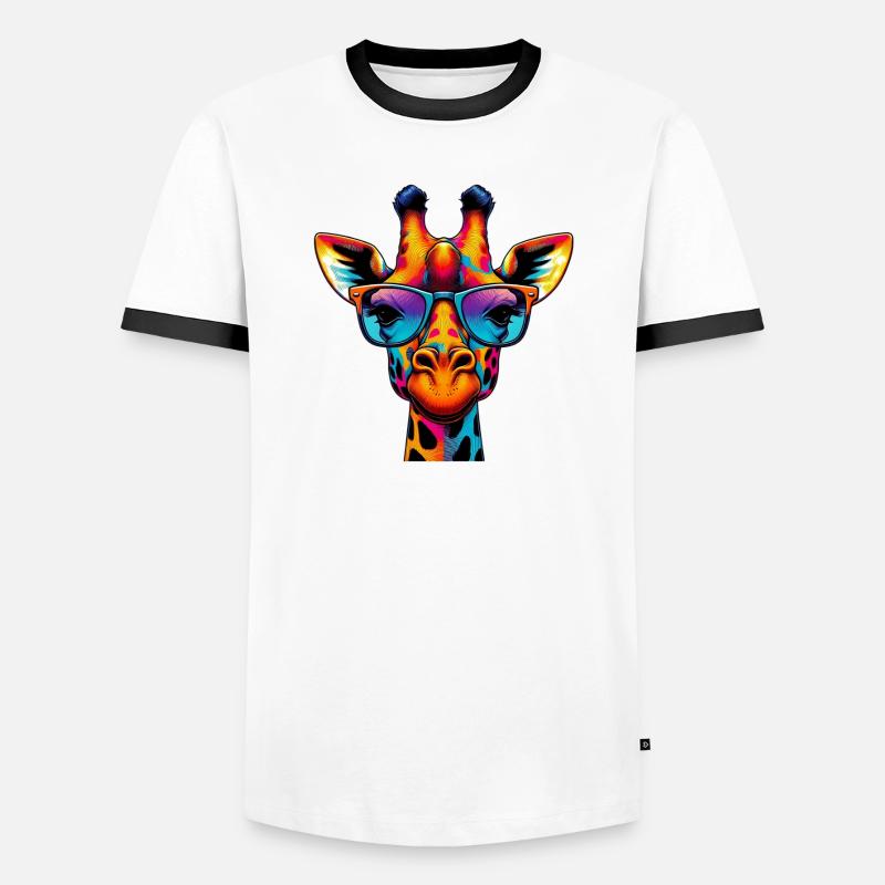 Giraffe - Männer Kontrast-T-Shirt - Weiß/Schwarz