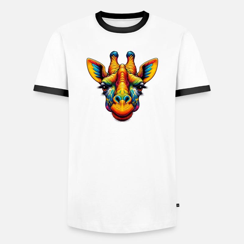 Giraffe - Männer Kontrast-T-Shirt - Weiß/Schwarz