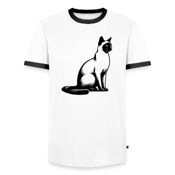 Siamkatze - Männer Kontrast-T-Shirt - Weiß/Schwarz - Vorne - AI Model Female 172 light (172cm) & AI Model Male 178 dark (178cm)