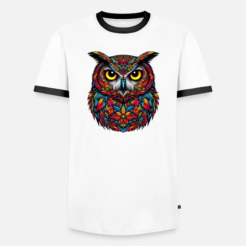 Eule - Männer Kontrast-T-Shirt - Weiß/Schwarz