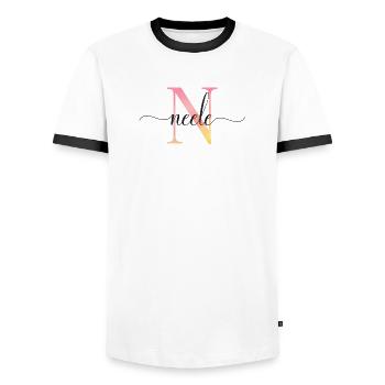 N | Monogramm | Name | Neele|Watercolor - Männer Kontrast-T-Shirt - Weiß/Schwarz - Vorne - AI Model Female 172 light (172cm) & AI Model Male 178 dark (178cm)