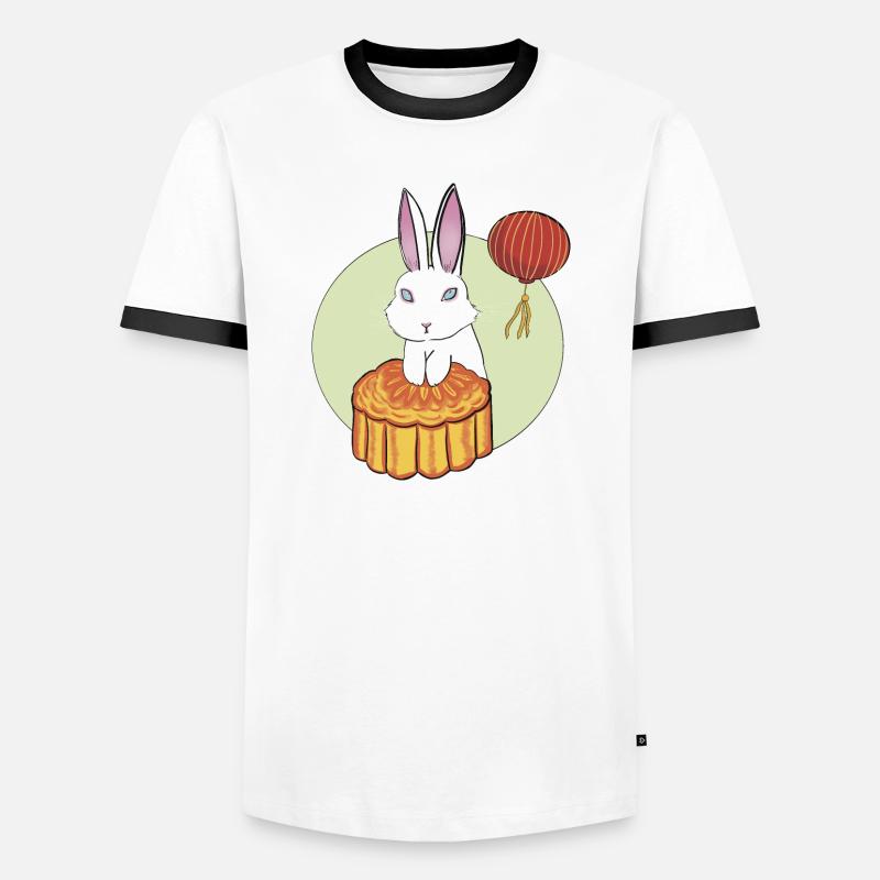 Mooncake Rabbit - Men's Ringer Shirt - white/black