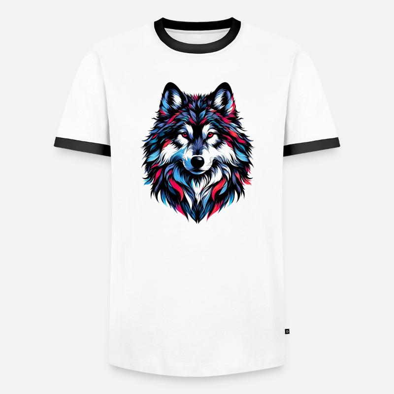Wolf - Men's Ringer Shirt - white/black