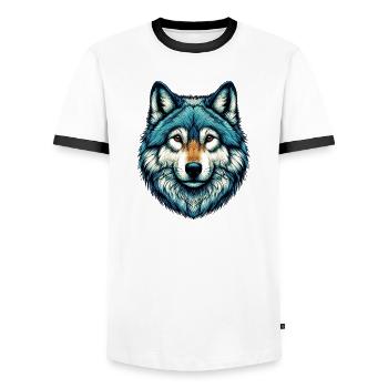 Wolf - Men's Ringer Shirt - white/black - Front - AI Model Female 172 light (172cm) & AI Model Male 178 dark (178cm)