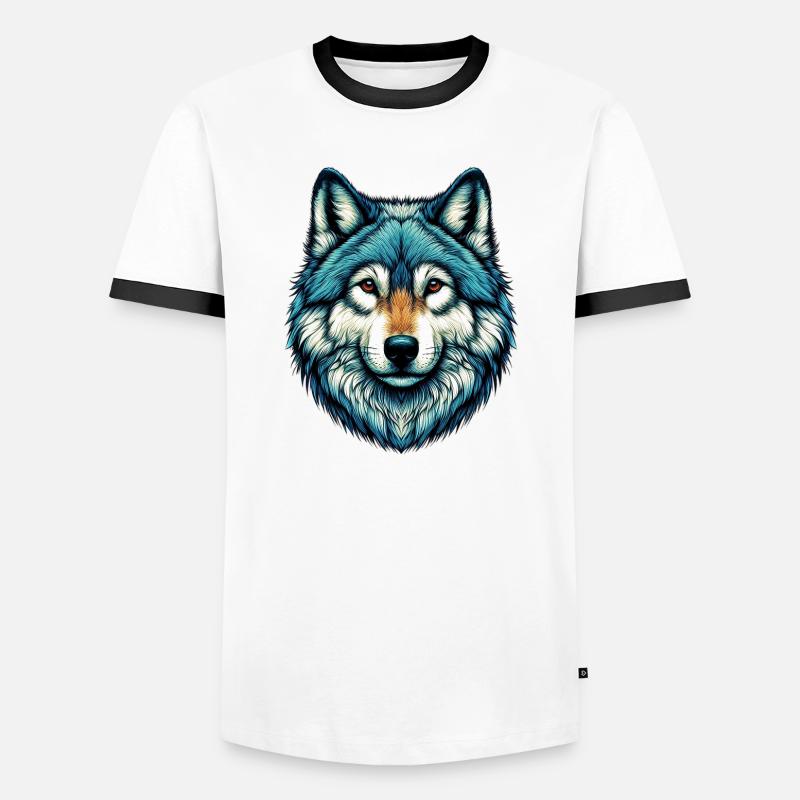 Wolf - Männer Kontrast-T-Shirt - Weiß/Schwarz