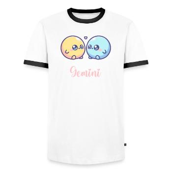 Mignon Cadeau d’astrologie du zodiaque Gémeaux - T-shirt contrasté Homme - blanc/noir - Devant - AI Model Female 172 light (172cm) & AI Model Male 178 dark (178cm)
