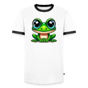 Grenouille - T-shirt contrasté Homme - blanc/noir - Devant - AI Model Female 172 light (172cm) & AI Model Male 178 dark (178cm)