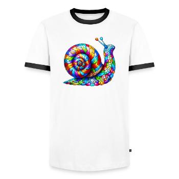 Escargot - T-shirt contrasté Homme - blanc/noir - Devant - AI Model Female 172 light (172cm) & AI Model Male 178 dark (178cm)