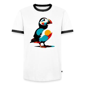 Papageitaucher - Männer Kontrast-T-Shirt - Weiß/Schwarz - Vorne - AI Model Female 172 light (172cm) & AI Model Male 178 dark (178cm)