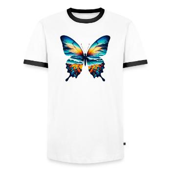 Schmetterling - Männer Kontrast-T-Shirt - Weiß/Schwarz - Vorne - AI Model Female 172 light (172cm) & AI Model Male 178 dark (178cm)