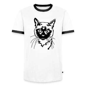 Siamkatze - Männer Kontrast-T-Shirt - Weiß/Schwarz - Vorne - AI Model Female 172 light (172cm) & AI Model Male 178 dark (178cm)