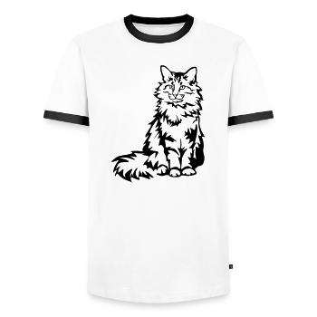 Norwegische Waldkatze - Männer Kontrast-T-Shirt - Weiß/Schwarz - Vorne - AI Model Female 172 light (172cm) & AI Model Male 178 dark (178cm)