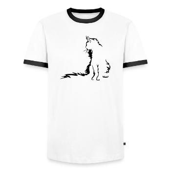 Maine Coon Cat - Men's Ringer Shirt - white/black - Front - AI Model Female 172 light (172cm) & AI Model Male 178 dark (178cm)