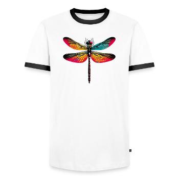 Dragonfly - Men's Ringer Shirt - white/black - Front - AI Model Female 172 light (172cm) & AI Model Male 178 dark (178cm)