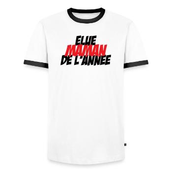 élue Maman de l'année - T-shirt contrasté Homme - blanc/noir - Devant - AI Model Female 172 light (172cm) & AI Model Male 178 dark (178cm)