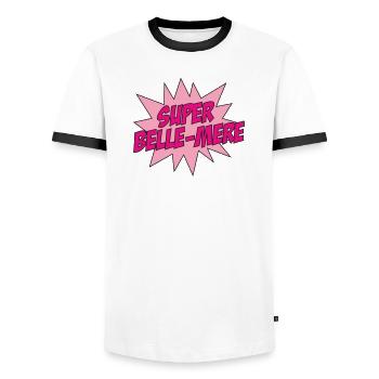 Super Belle-Mère / Fête des Mères - T-shirt contrasté Homme - blanc/noir - Devant - AI Model Female 172 light (172cm) & AI Model Male 178 dark (178cm)