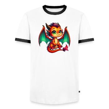 Dragon - T-shirt contrasté Homme - blanc/noir - Devant - AI Model Female 172 light (172cm) & AI Model Male 178 dark (178cm)