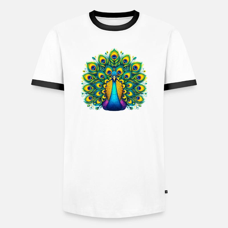 Peacock - Men's Ringer Shirt - white/black