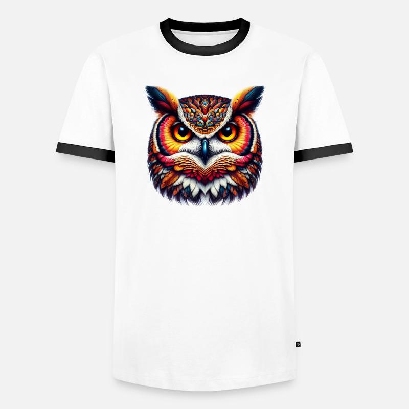 Eule - Männer Kontrast-T-Shirt - Weiß/Schwarz