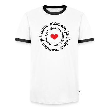 Je t'aime maman / fête des mères - T-shirt contrasté Homme - blanc/noir - Devant - AI Model Female 172 light (172cm) & AI Model Male 178 dark (178cm)