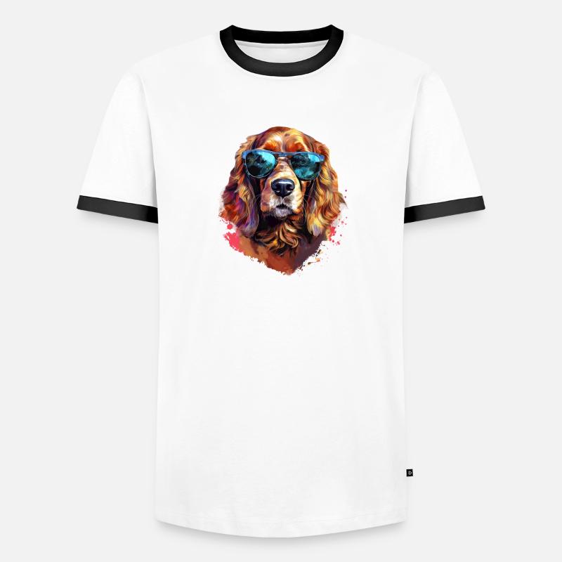 Cocker Spaniel mit Sonnenbrille - Männer Kontrast-T-Shirt - Weiß/Schwarz