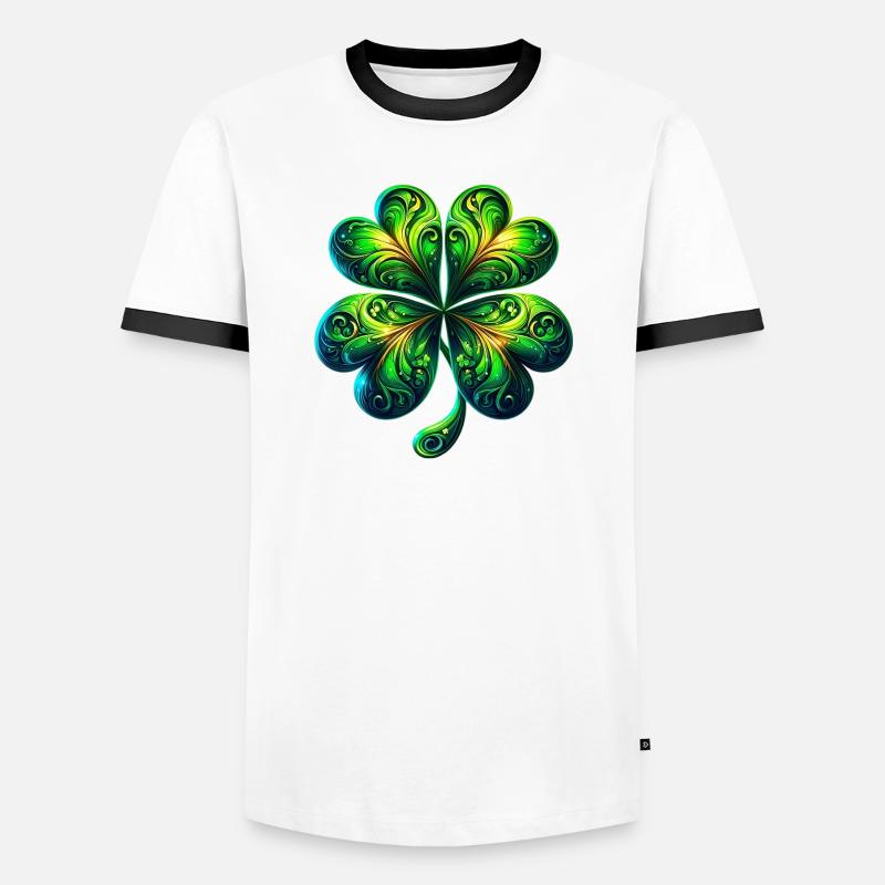 Four-leaf clover - Men's Ringer Shirt - white/black