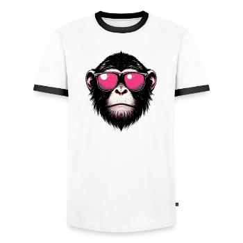 Monkey - Men's Ringer Shirt - white/black - Front - AI Model Female 172 light (172cm) & AI Model Male 178 dark (178cm)