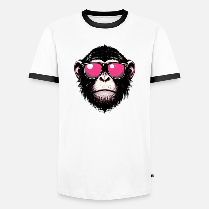 Affe - Männer Kontrast-T-Shirt - Weiß/Schwarz