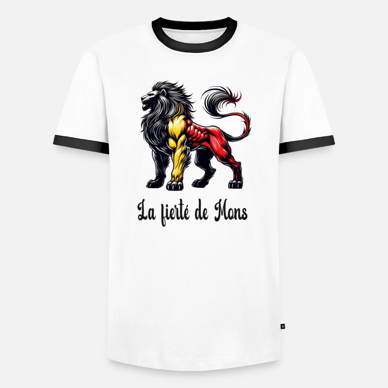 Mons Löwe Flaggen Design - Männer Kontrast-T-Shirt - Weiß/Schwarz