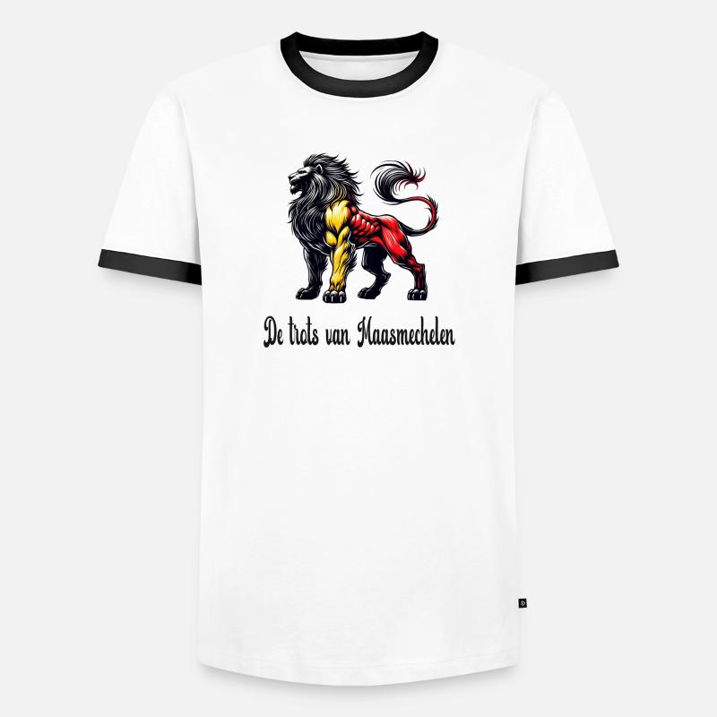 Maasmechelen lion flag design - Men's Ringer Shirt - white/black