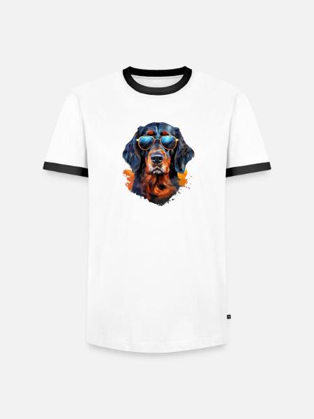Gordon Setter with sunglasses - Men's Ringer Shirt - white/black