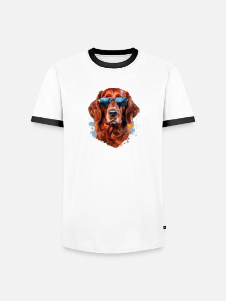 Irish Setter with Sunglasses - Men's Ringer Shirt - white/black