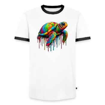 Turtle - Men's Ringer Shirt - white/black - Front - AI Model Female 172 light (172cm) & AI Model Male 178 dark (178cm)