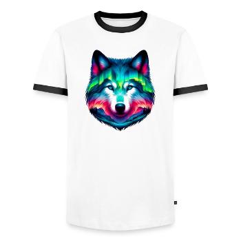 Loup - T-shirt contrasté Homme - blanc/noir - Devant - AI Model Female 172 light (172cm) & AI Model Male 178 dark (178cm)