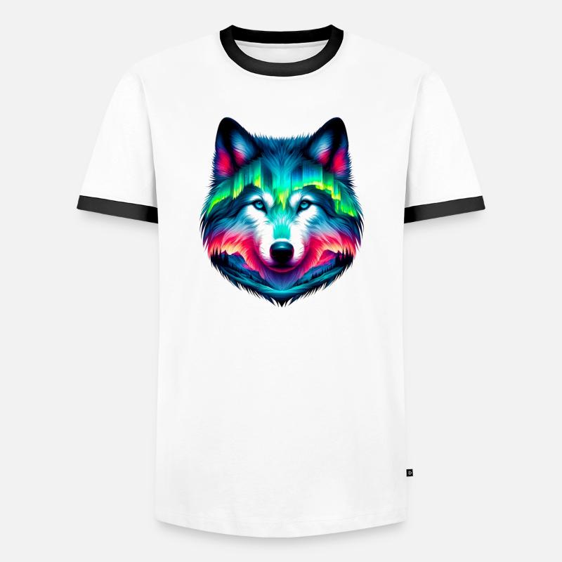 Wolf - Men's Ringer Shirt - white/black