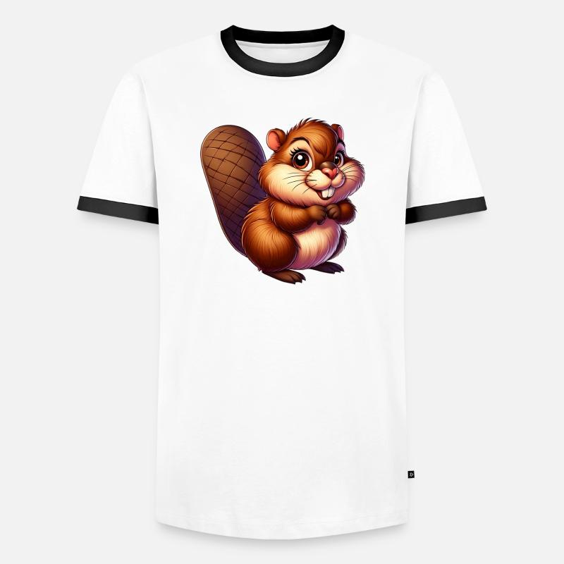 Bieber - Männer Kontrast-T-Shirt - Weiß/Schwarz