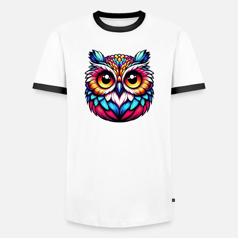 Eule - Männer Kontrast-T-Shirt - Weiß/Schwarz