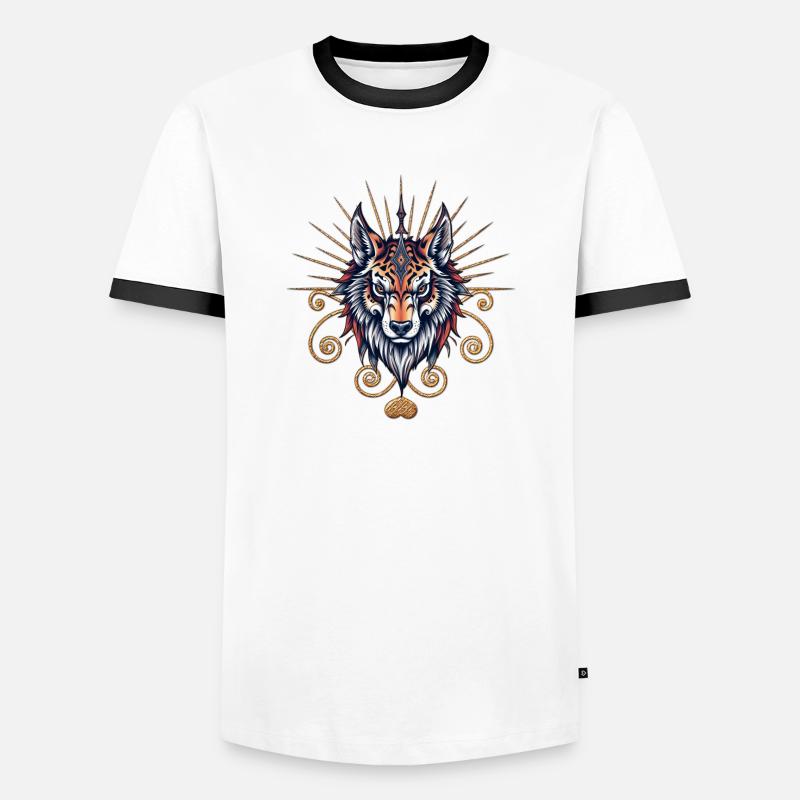 Atemberaubender Wolfskopf - Männer Kontrast-T-Shirt - Weiß/Schwarz