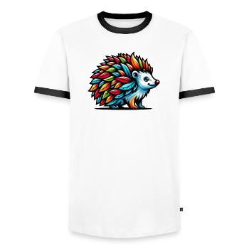 Hedgehog - Men's Ringer Shirt - white/black - Front - AI Model Female 172 light (172cm) & AI Model Male 178 dark (178cm)