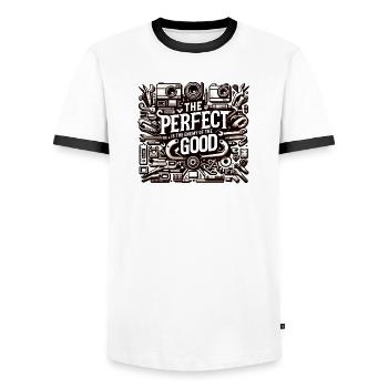 Le mieux est l’ennemi du bien - T-shirt contrasté Homme - blanc/noir - Devant - AI Model Female 172 light (172cm) & AI Model Male 178 dark (178cm)