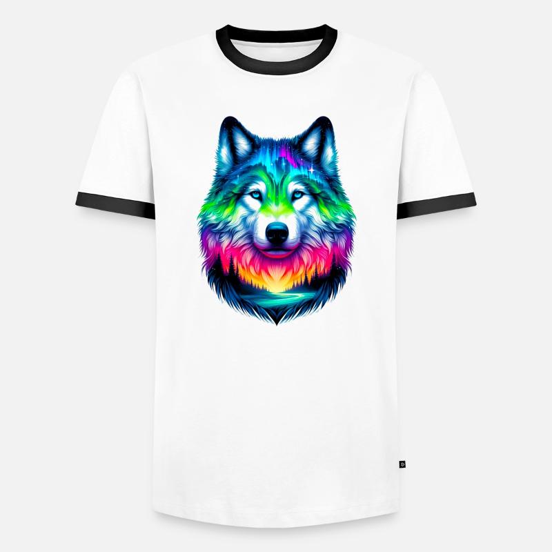Wolf - Männer Kontrast-T-Shirt - Weiß/Schwarz