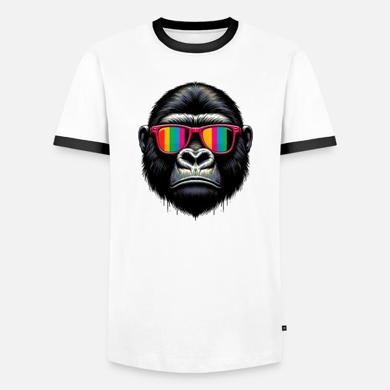 Gorilla - Männer Kontrast-T-Shirt - Weiß/Schwarz