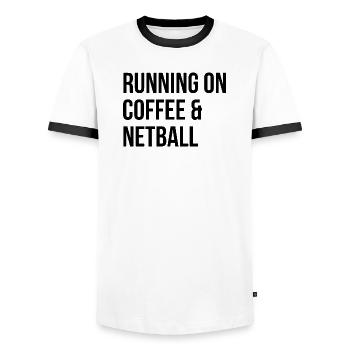 Netzball - Männer Kontrast-T-Shirt - Weiß/Schwarz - Vorne - AI Model Female 172 light (172cm) & AI Model Male 178 dark (178cm)