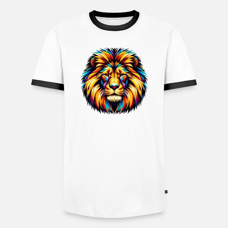 Löwe - Männer Kontrast-T-Shirt - Weiß/Schwarz