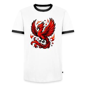 Red Phoenix - Men's Ringer Shirt - white/black - Front - AI Model Female 172 light (172cm) & AI Model Male 178 dark (178cm)