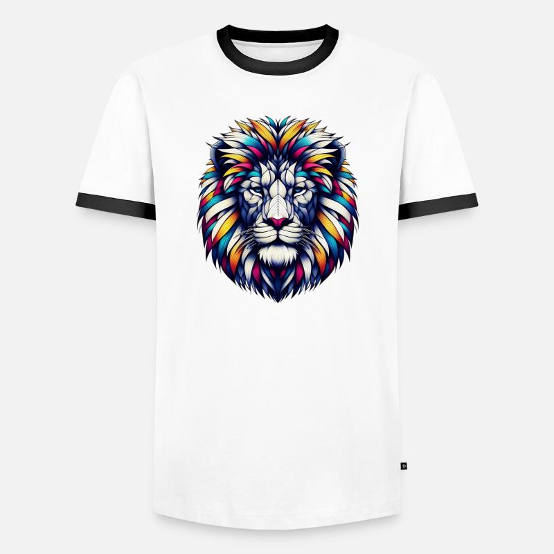 Löwe - Männer Kontrast-T-Shirt - Weiß/Schwarz
